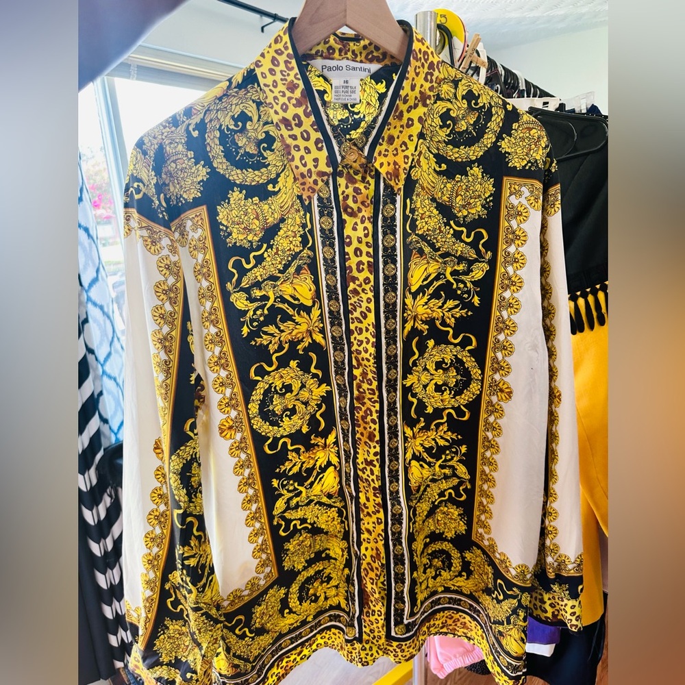 Vintage Italian Paolo Santini - Italian - Versace Baroque Style Print - Size 16